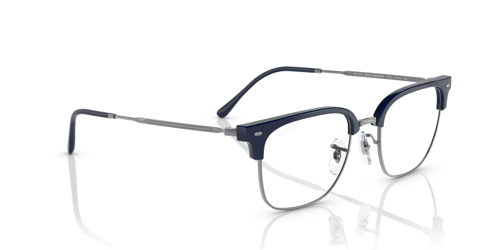 Ray-Ban New Clubmaster 7216 Eyeglasses - Blue On Gunmetal - view 45